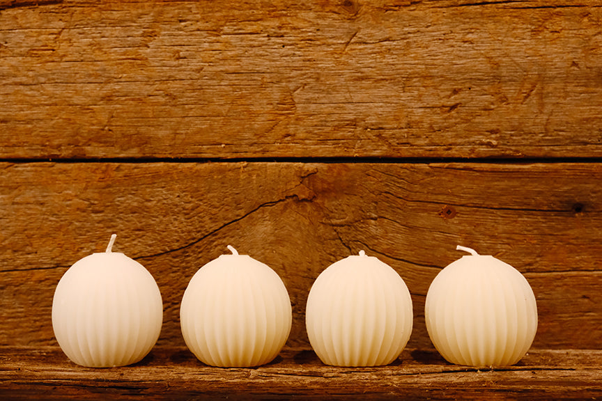 Pearl Beeswax Fluted Sphere Candle -$29.95 each