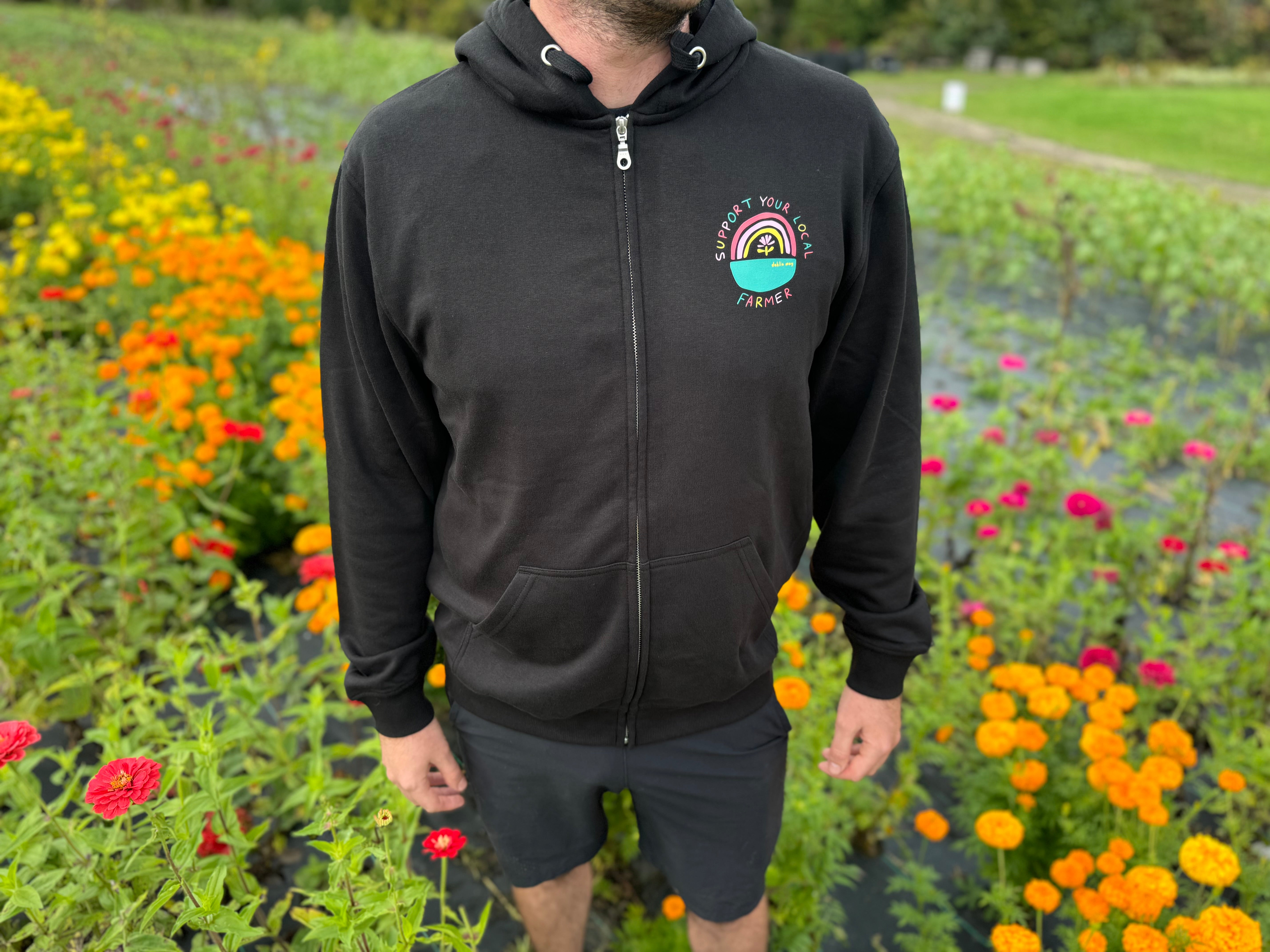 "Support Your Local Farmer" Dahlia May Zip Up Hoodie (New)