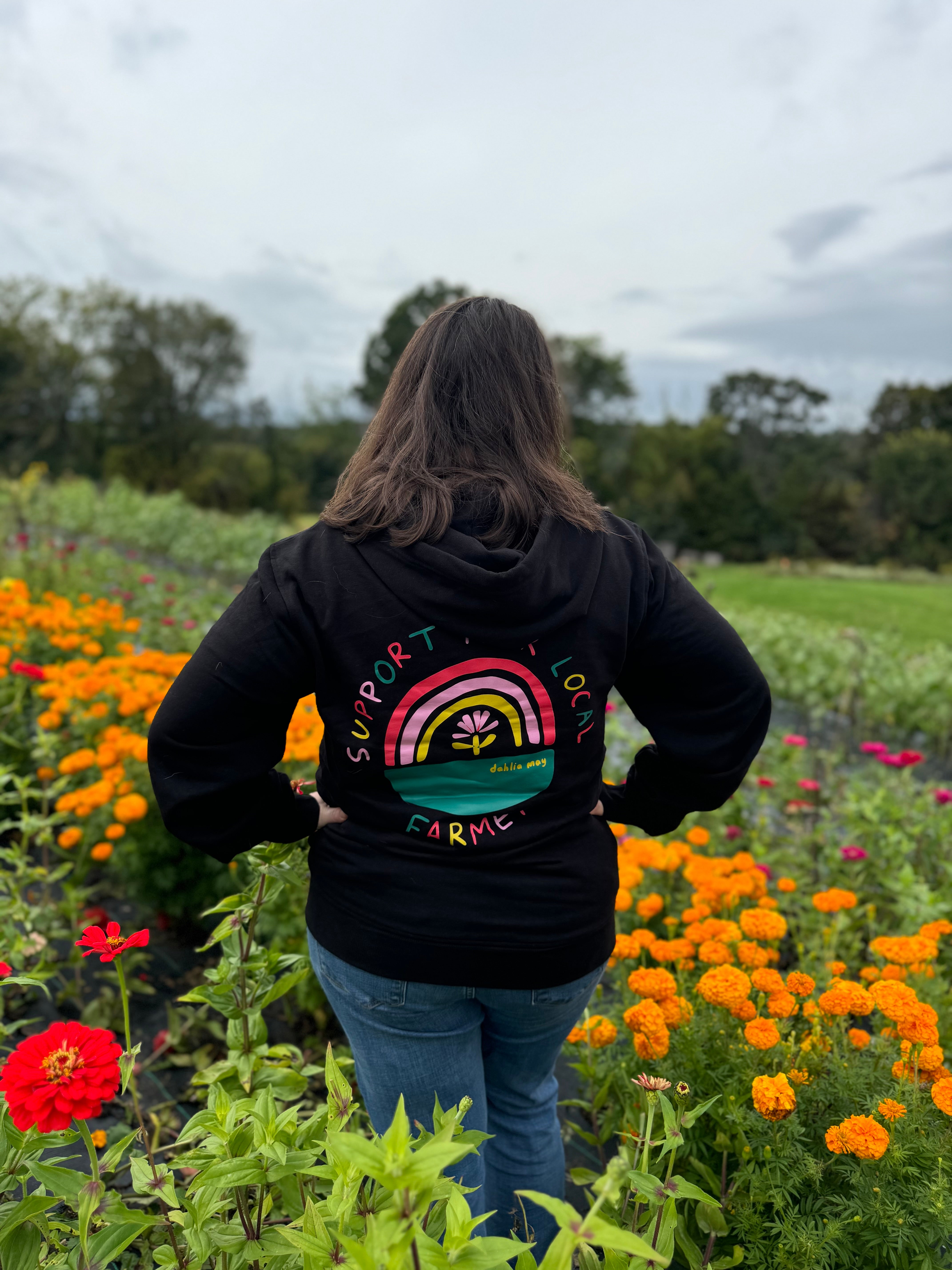 "Support Your Local Farmer" Dahlia May Zip Up Hoodie (New)