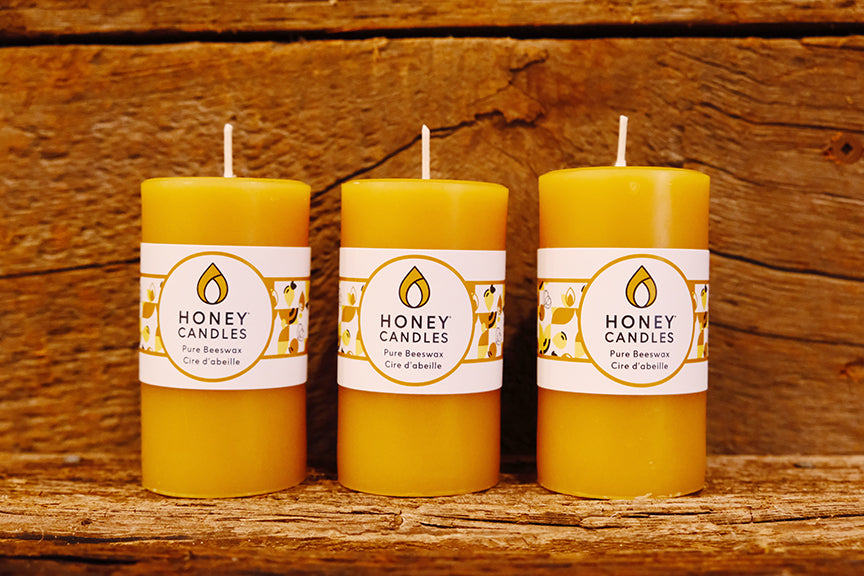Small Round Natural Beeswax Pillar Candles -$16.95 each