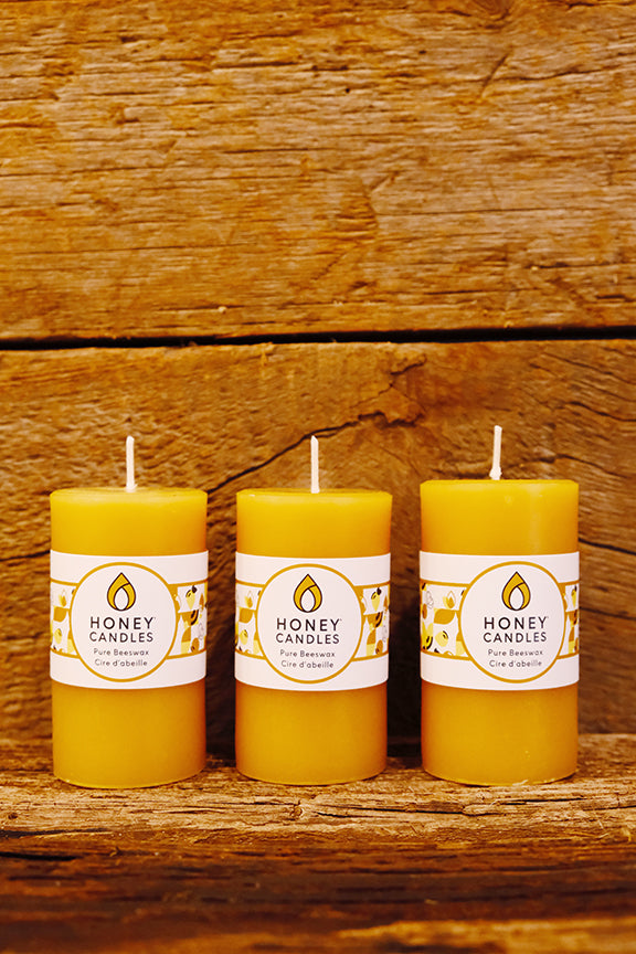 Small Round Natural Beeswax Pillar Candles -$16.95 each