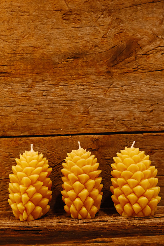 Natural Beeswax Ponderosa Pine Cone Candle -$29.95