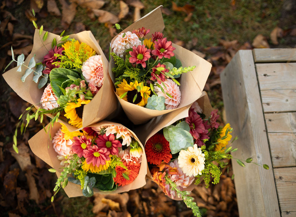 Four fall coloured bouquets