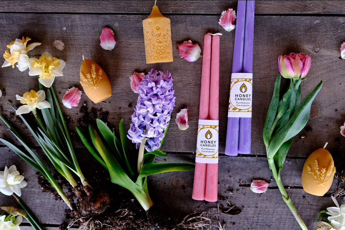 12 Inch Pearl Beeswax Taper Candle Pair-2 Candles