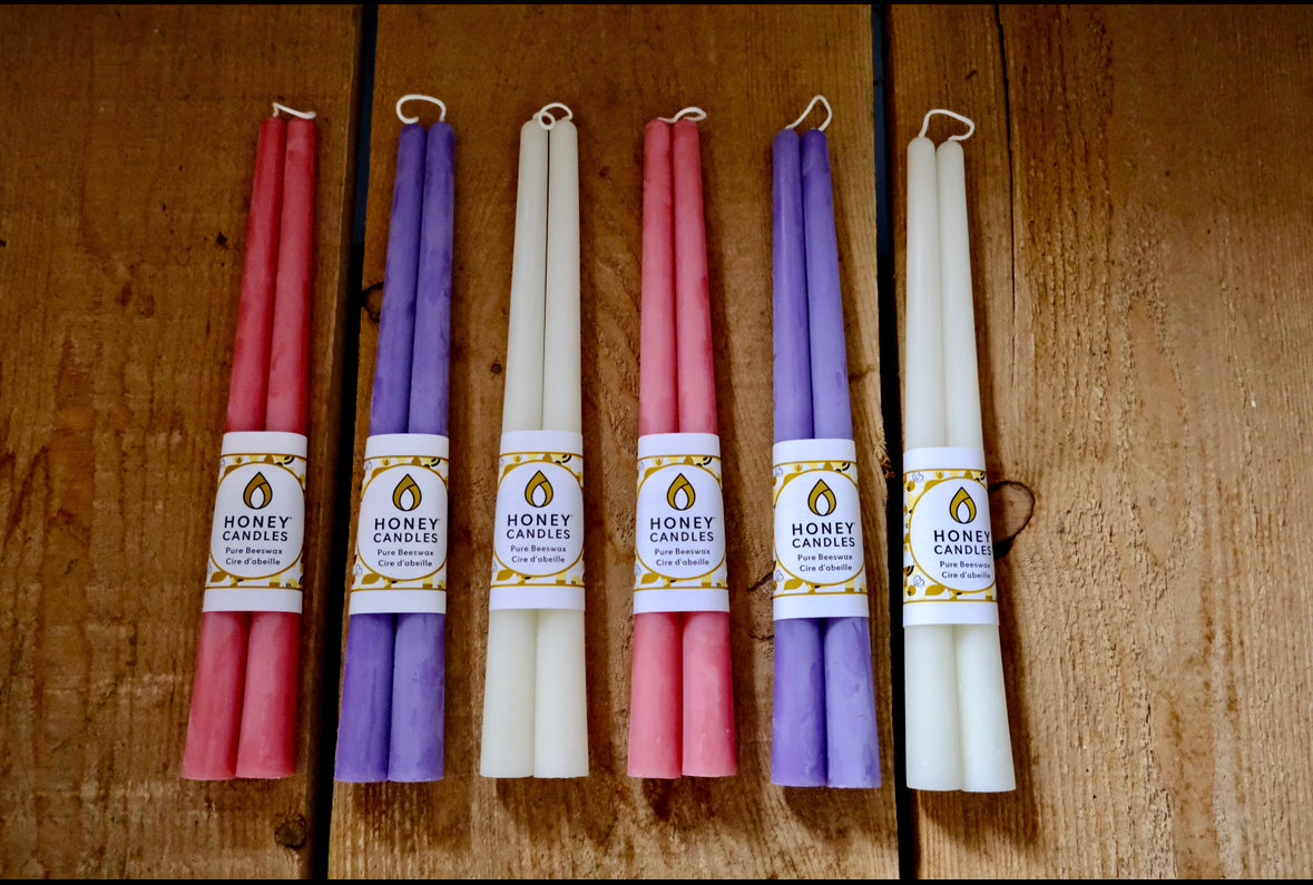 12 Inch Paris Pink Beeswax Taper Candle Pair-2 Candles