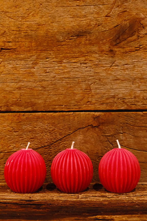 Red Beeswax Fluted Sphere Candle -$29.95 each