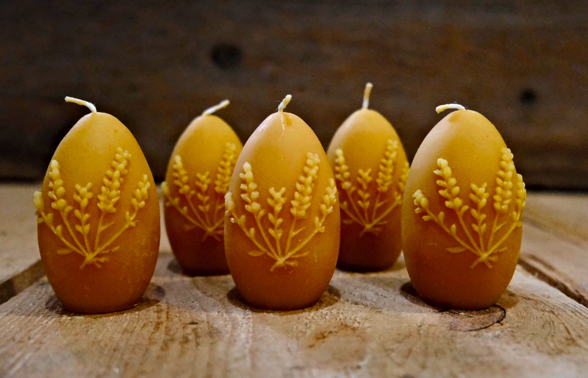 Natural Beeswax Lavender Egg Candle