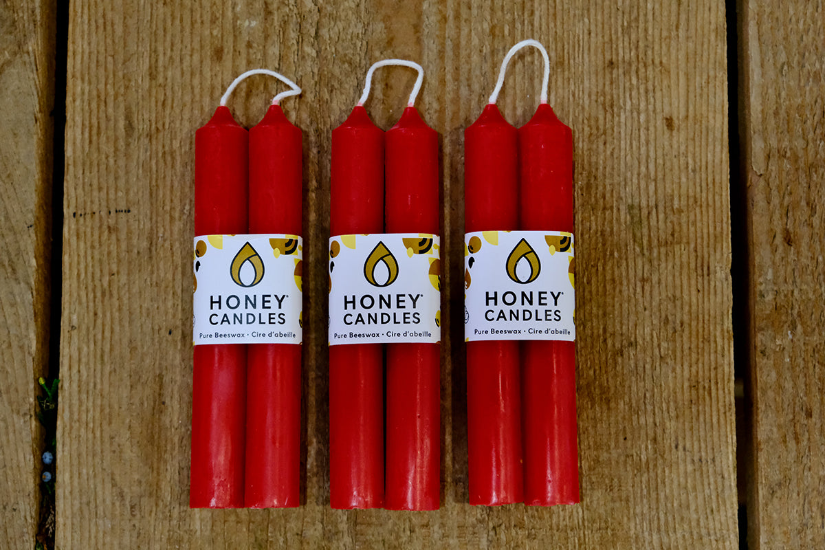 6" Red Beeswax Tube Candles -$10.95 per pair