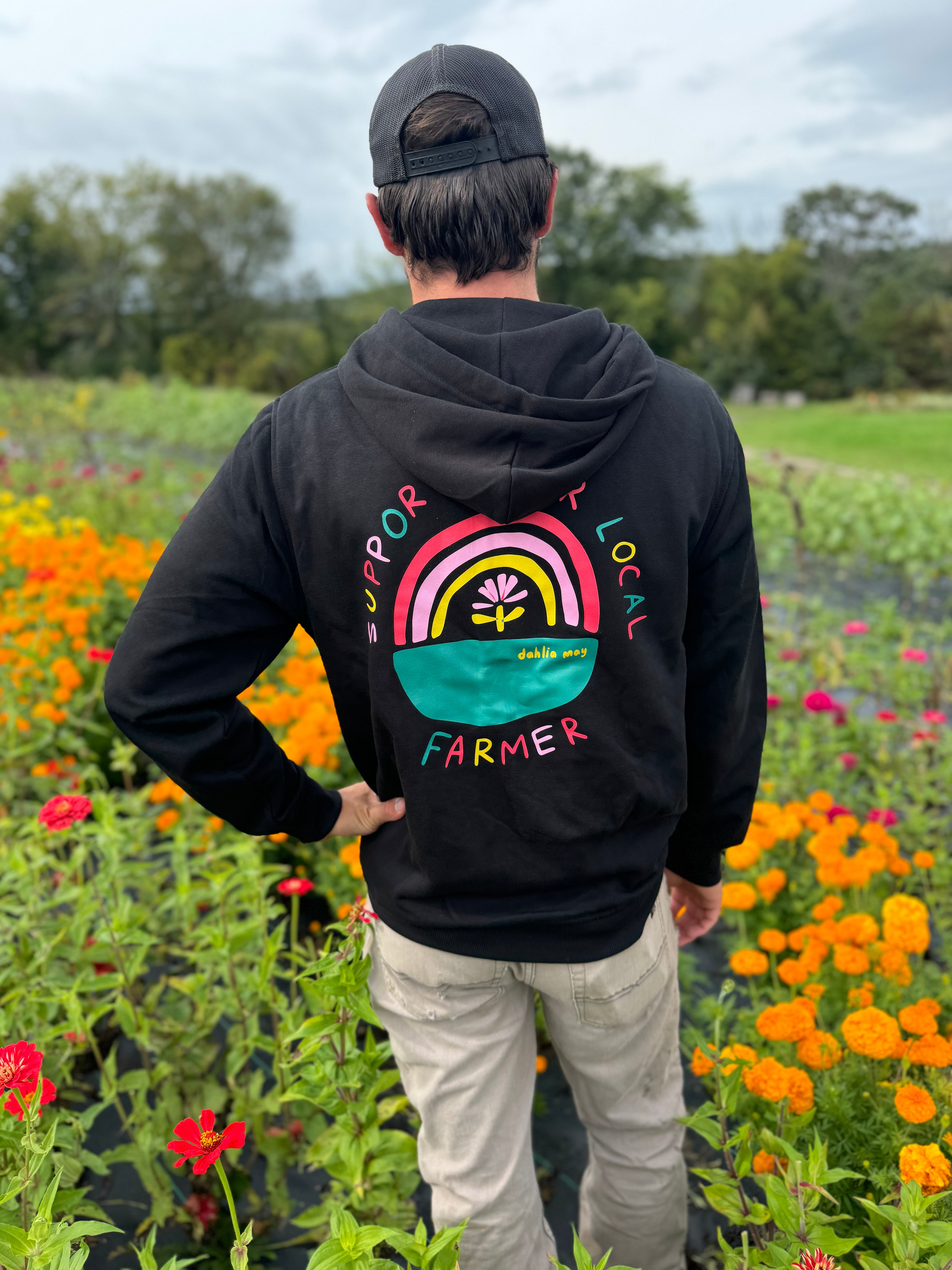 "Support Your Local Farmer" Dahlia May Zip Up Hoodie (New)