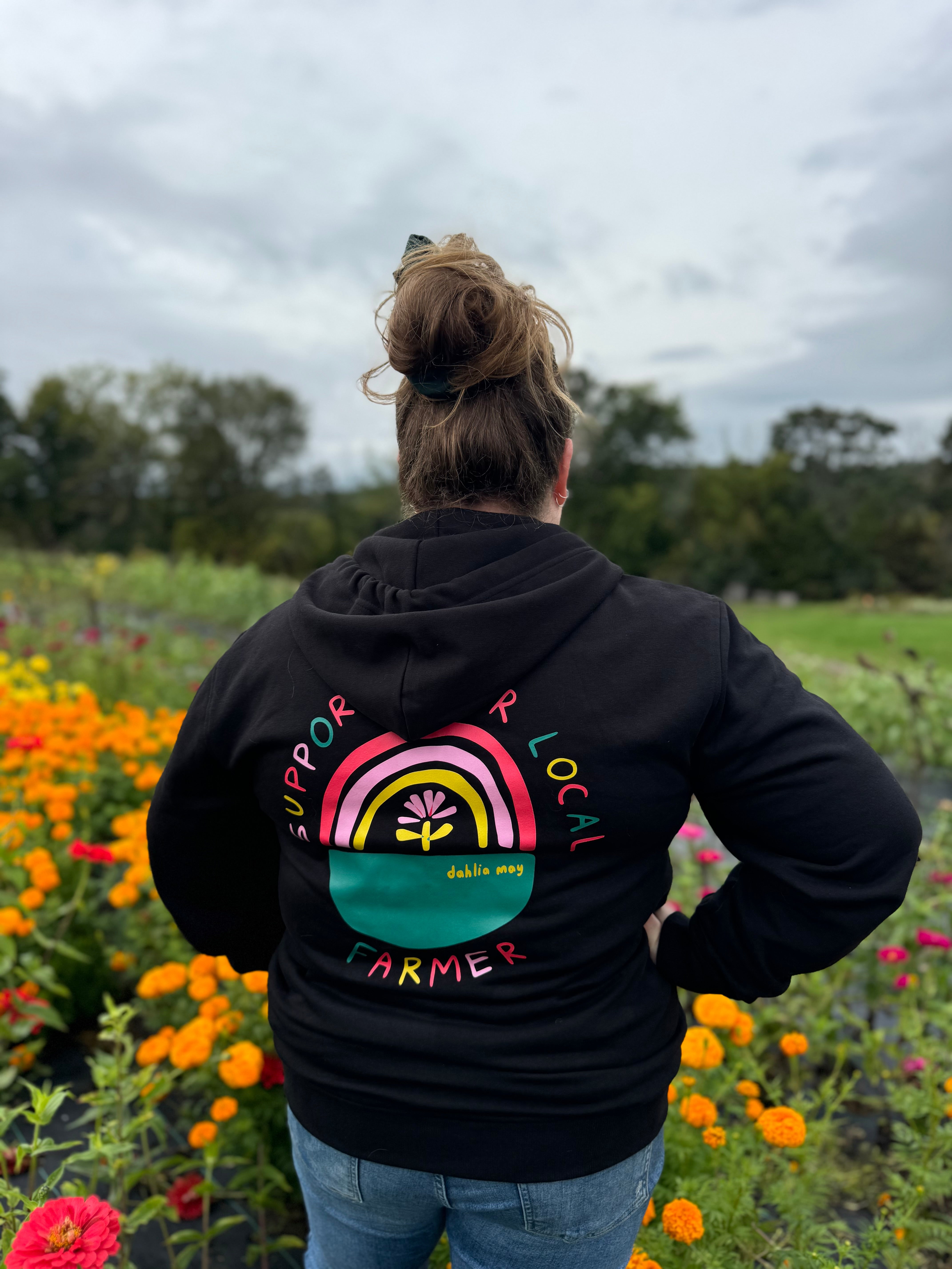 "Support Your Local Farmer" Dahlia May Zip Up Hoodie (New)