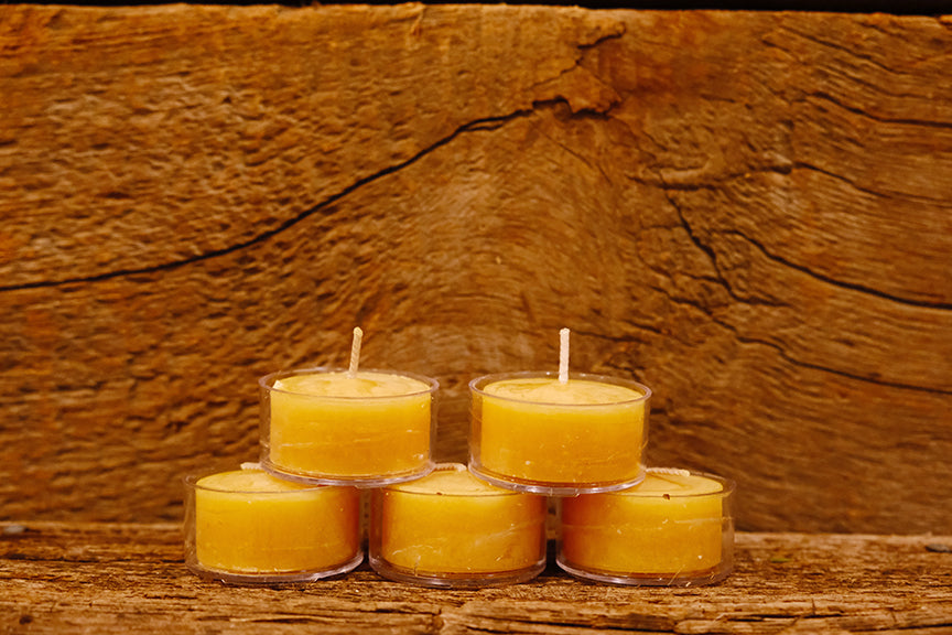 Natural Beeswax Tealight Candles in Clear Cups -$2.50 each