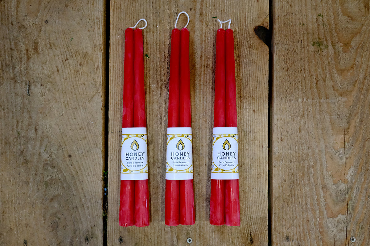 12" Red Beeswax Taper Candle -$18.95/pair