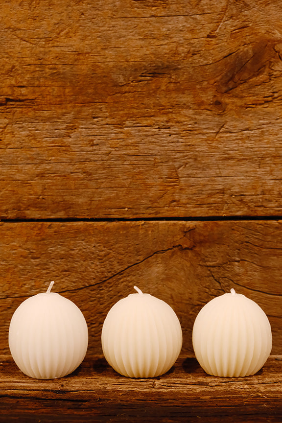Pearl Beeswax Fluted Sphere Candle -$29.95 each