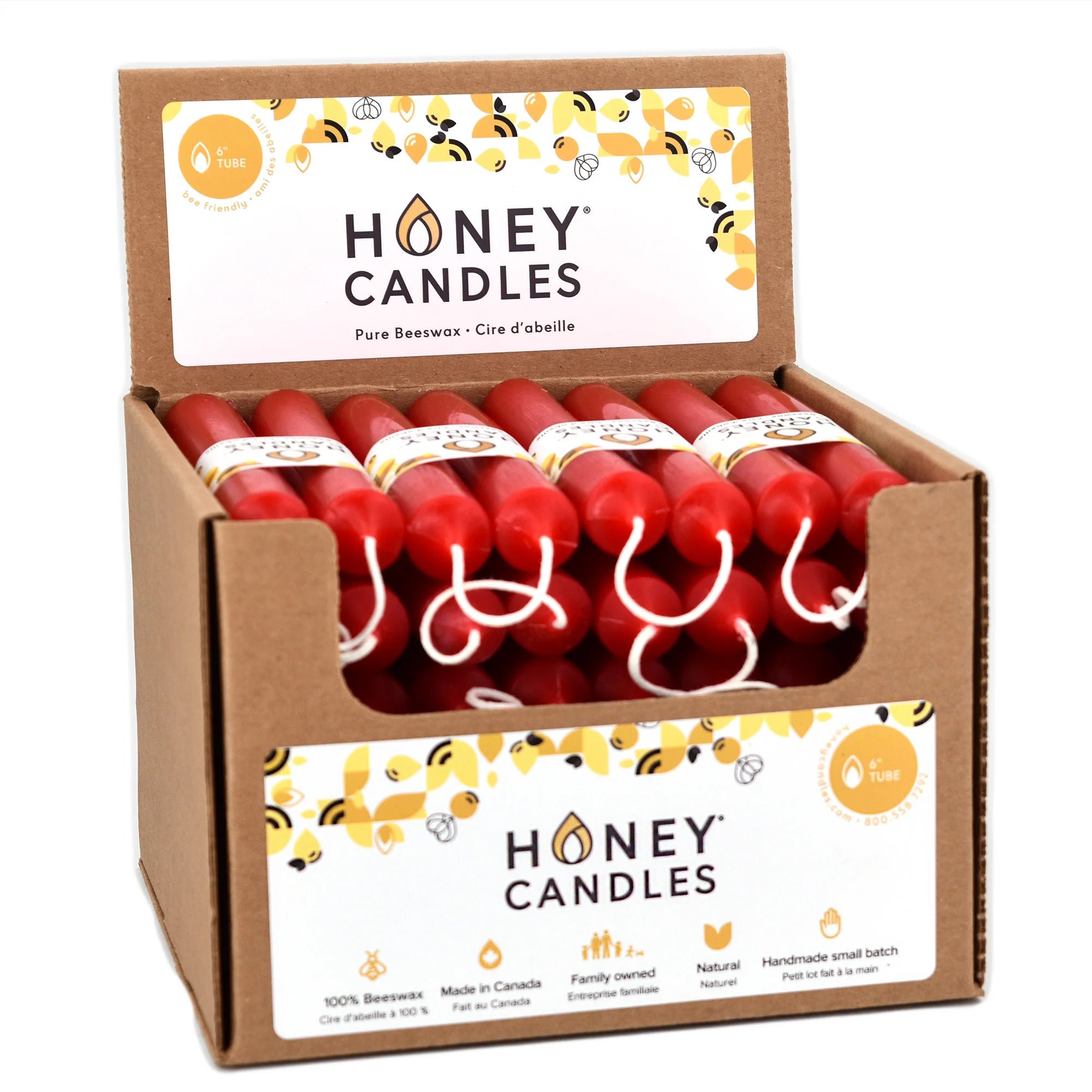 6" Red Beeswax Tube Candles -$10.95 per pair