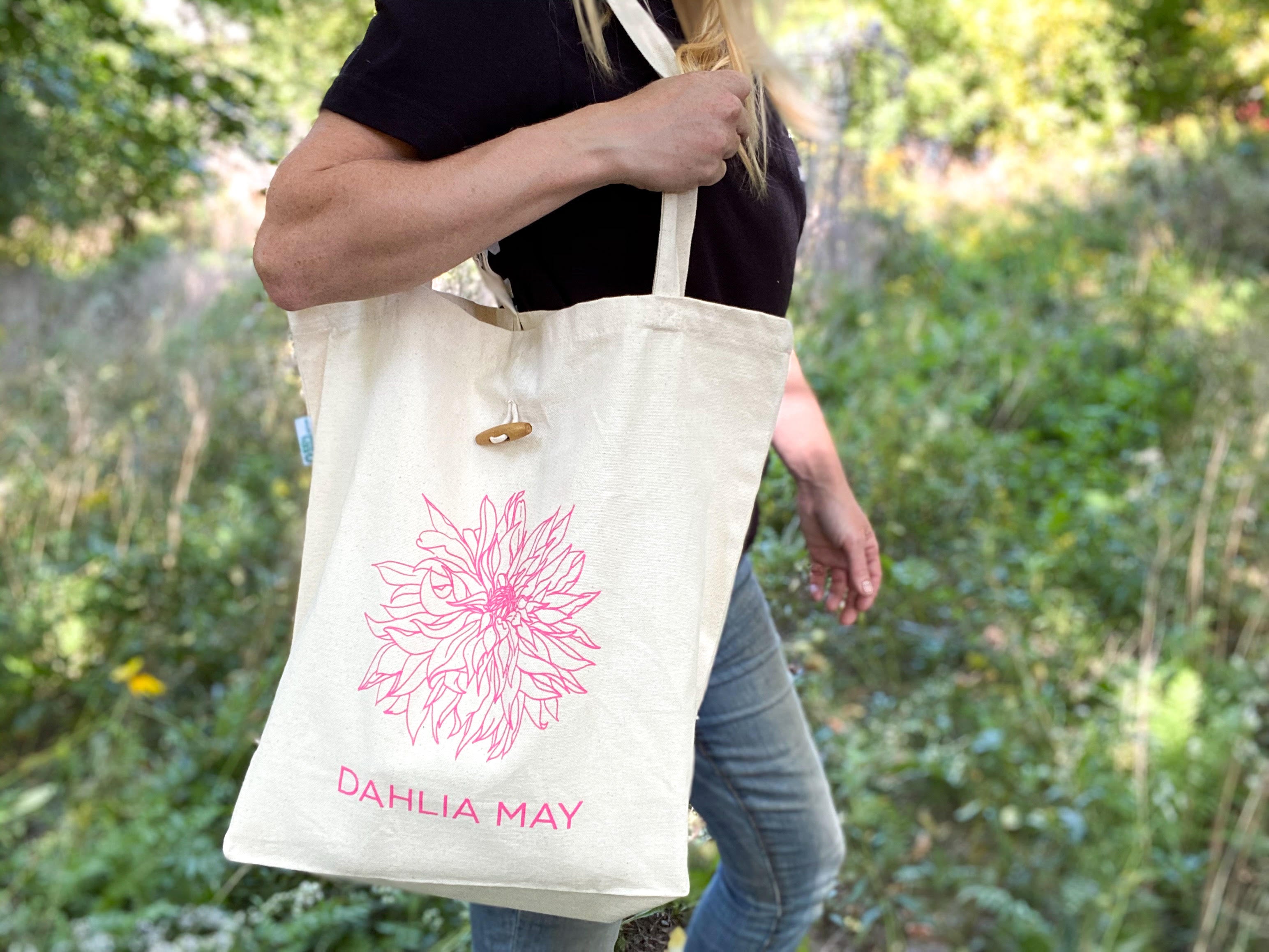 Canvas tote bag with Dahlia May logo